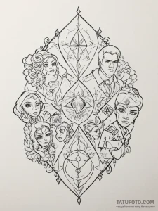 группа 7: character archetypes & iconic items... - эскиз тату (№1751066557_0, 27.06.2025 23:22) — Tatufoto.com