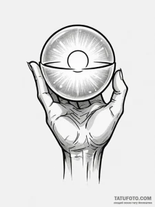 Tattoo design a hand holding a glowing orb of... - эскиз тату (№1751067147_0, 27.06.2025 23:32) — Tatufoto.com