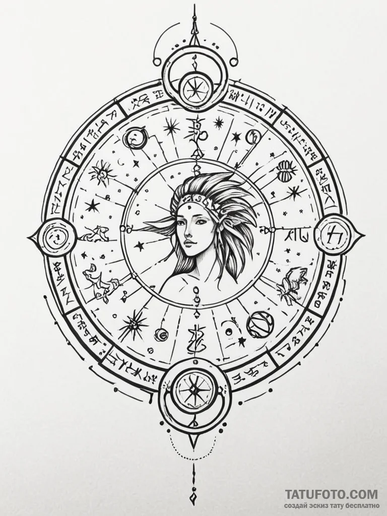 Tattoo design a zodiac glyph appearing as if... - эскиз тату (№1751067477_0, 27.06.2025 23:37) — Tatufoto.com
