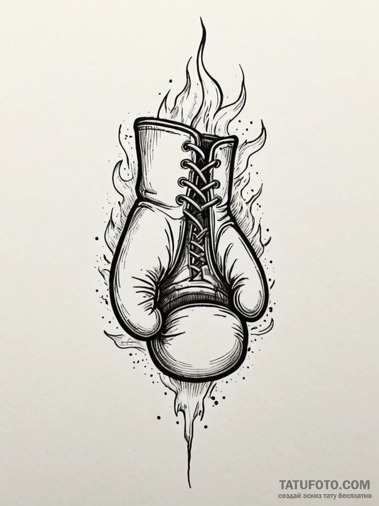 Tattoo design a boxing glove with a subtle fl... - эскиз тату (№1751068403_0, 27.06.2025 23:53) — Tatufoto.com