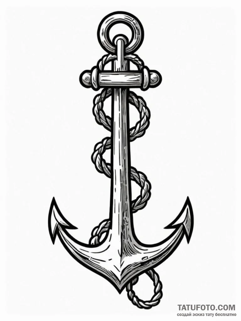 Tattoo design a sturdy anchor, symbolizing st... - эскиз тату (№1751068480_0, 27.06.2025 23:54) — Tatufoto.com
