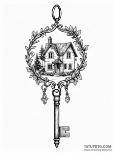 Tattoo design a key to a home, with a persona... - эскиз тату (№1751068893_0, 28.06.2025 00:01) — Tatufoto.com
