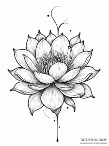 Tattoo sketch a blooming flower bud and a ful... - эскиз тату (№1751069071_0, 28.06.2025 00:04) — Tatufoto.com