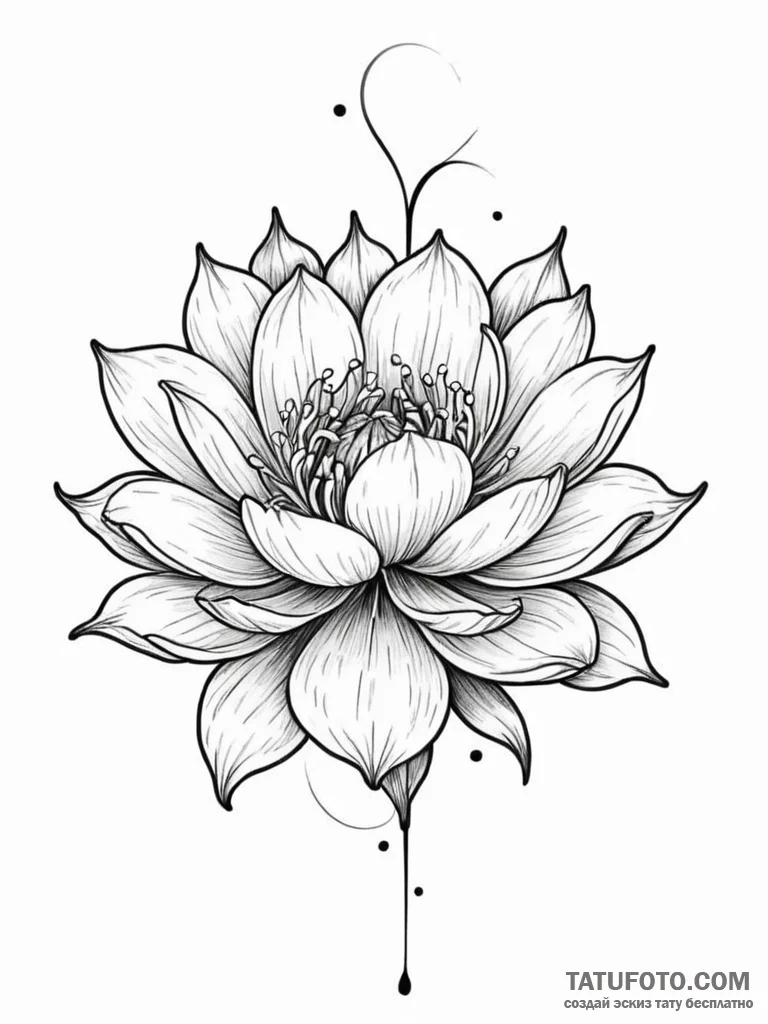 Tattoo sketch a blooming flower bud and a ful... - эскиз тату (№1751069071_0, 28.06.2025 00:04) — Tatufoto.com