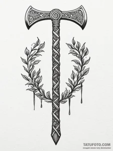 117. tattoo design: an "oud" rune intertwined... - эскиз тату (№1751069325_0, 28.06.2025 00:08) — Tatufoto.com