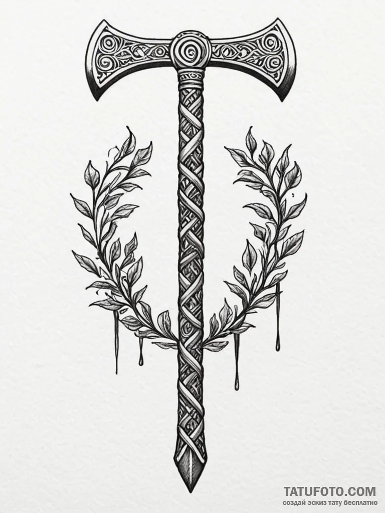 117. tattoo design: an "oud" rune intertwined... - эскиз тату (№1751069325_0, 28.06.2025 00:08) — Tatufoto.com