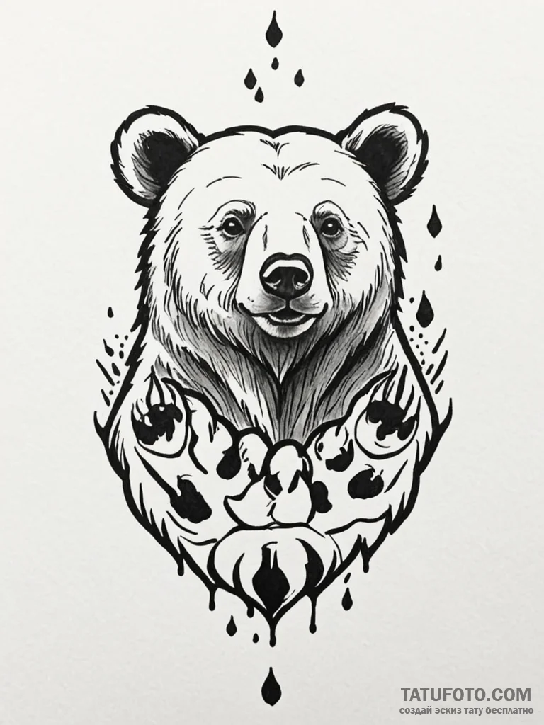 Tattoo sketch a "mama bear" or "papa bear" wi... - эскиз тату (№1751069813_0, 28.06.2025 00:16) — Tatufoto.com