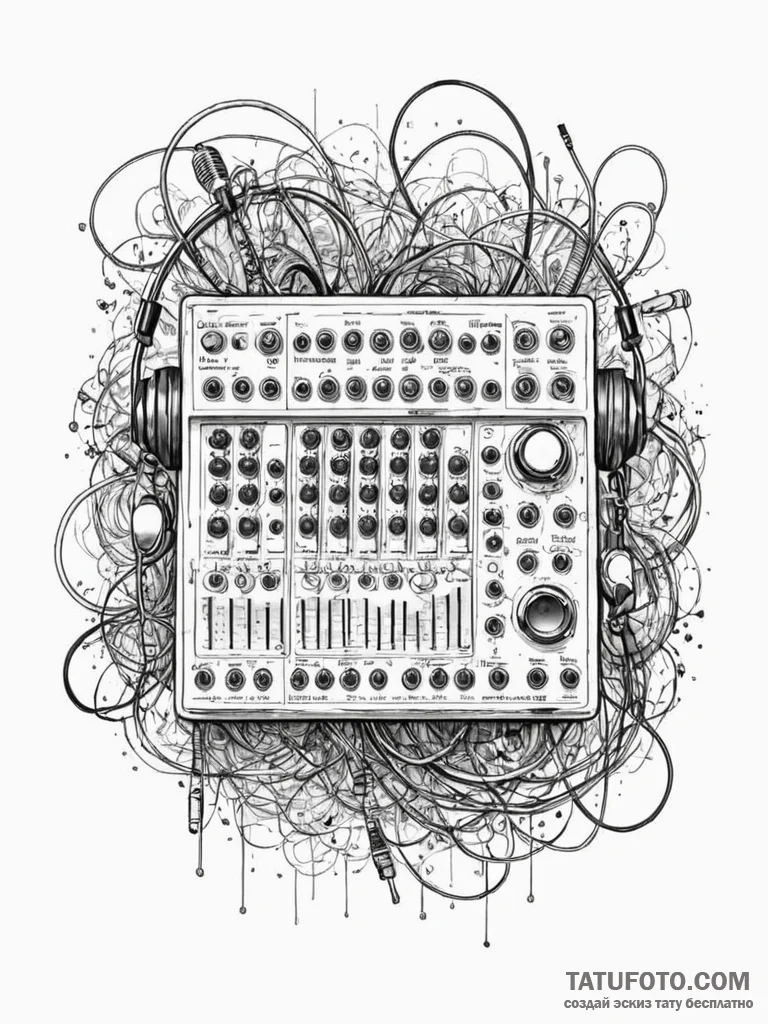 The organized chaos of a sound engineer's mix... - эскиз тату (№1751069979_0, 28.06.2025 00:19) — Tatufoto.com
