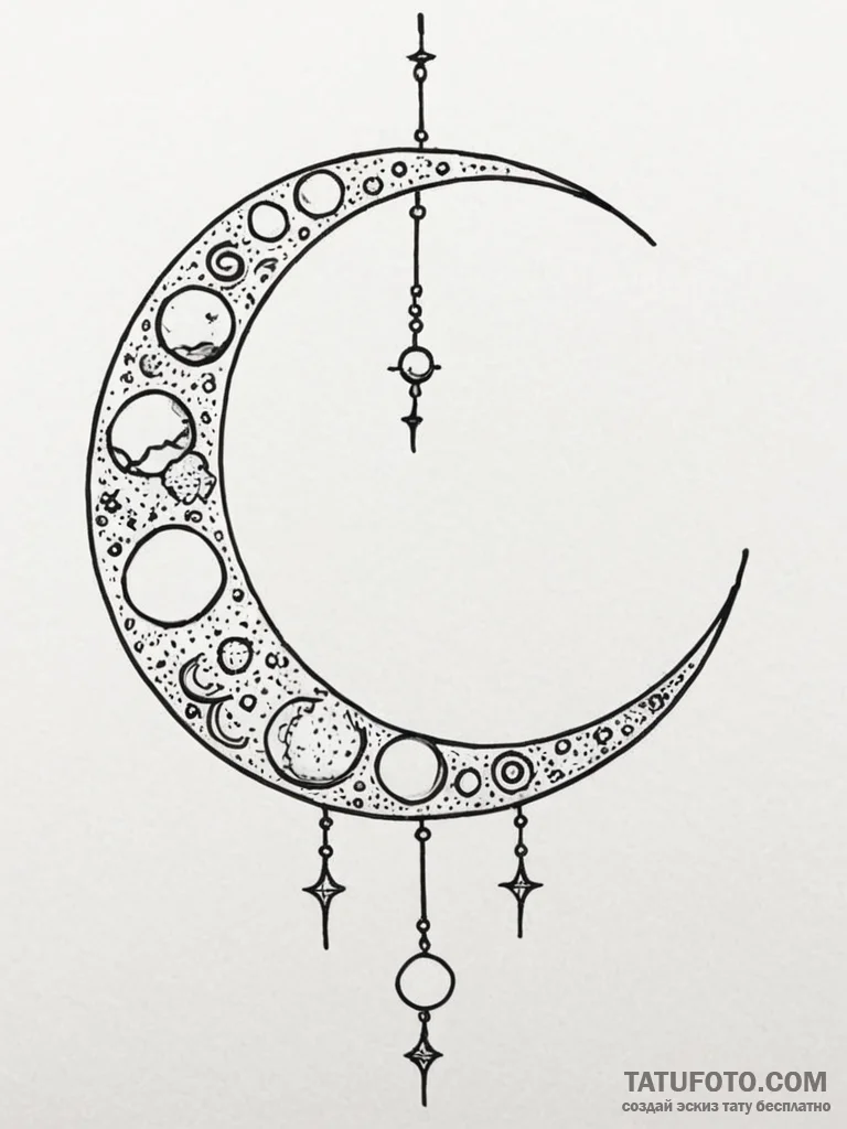 Tattoo sketch a 'moon' on one, a 'star' on th... - эскиз тату (№1751070066_0, 28.06.2025 00:21) — Tatufoto.com