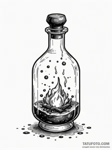 Tattoo sketch a bubbling potion bottle with a... - эскиз тату (№1751070556_0, 28.06.2025 00:29) — Tatufoto.com