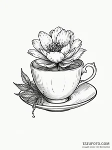 Tattoo sketch a small, elegant teacup with a... - эскиз тату (№1751070969_0, 28.06.2025 00:36) — Tatufoto.com