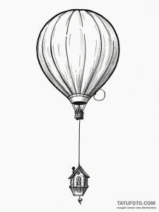 Tattoo sketch a balloon floating with a small... - эскиз тату (№1751071580_0, 28.06.2025 00:46) — Tatufoto.com