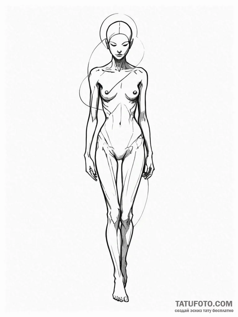 Tattoo sketch a minimalist human figure creat... - эскиз тату (№1751071660_0, 28.06.2025 00:47) — Tatufoto.com