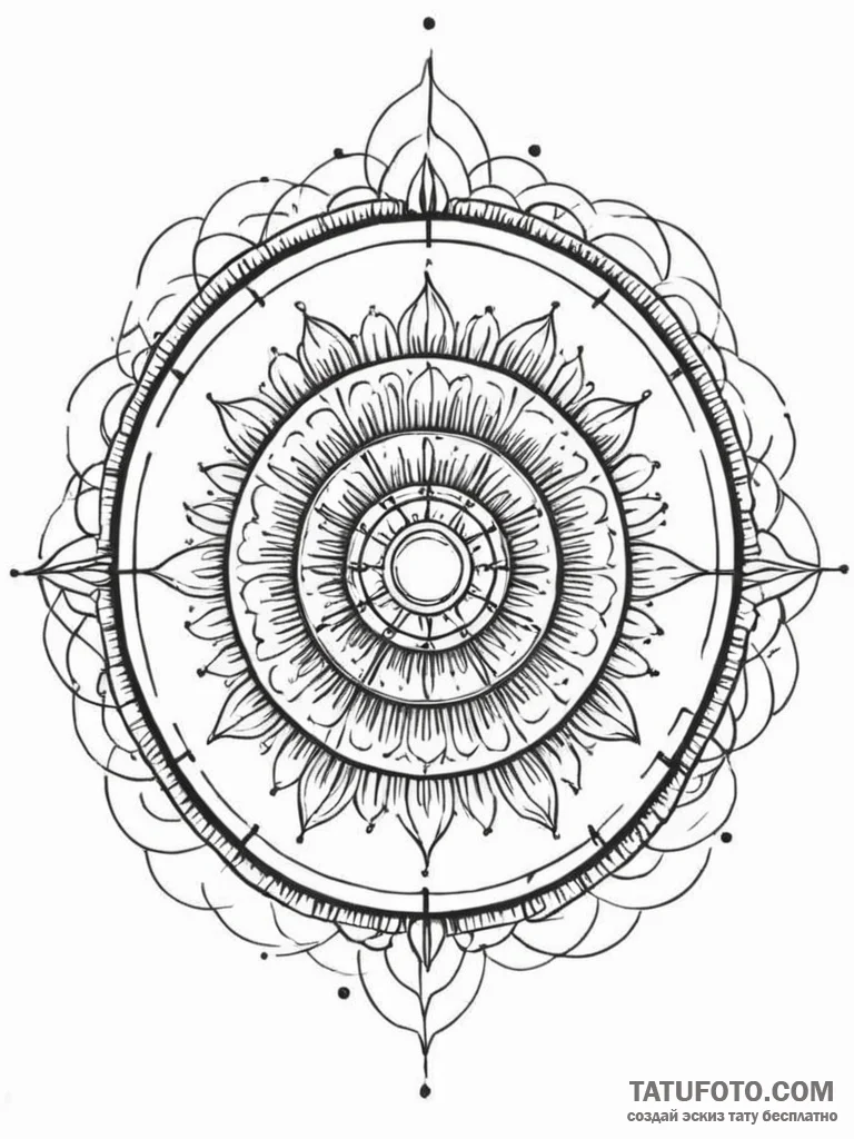 Tattoo sketch a series of concentric circles,... - эскиз тату (№1751071843_0, 28.06.2025 00:50) — Tatufoto.com
