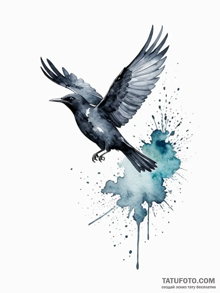 Tattoo design a silhouette of a flying bird,... - эскиз тату (№1751072422_0, 28.06.2025 01:00) — Tatufoto.com