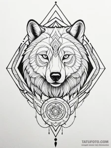 Tattoo sketch: a geometric mandala incorporat... - эскиз тату (№1751072840_0, 28.06.2025 01:07) — Tatufoto.com
