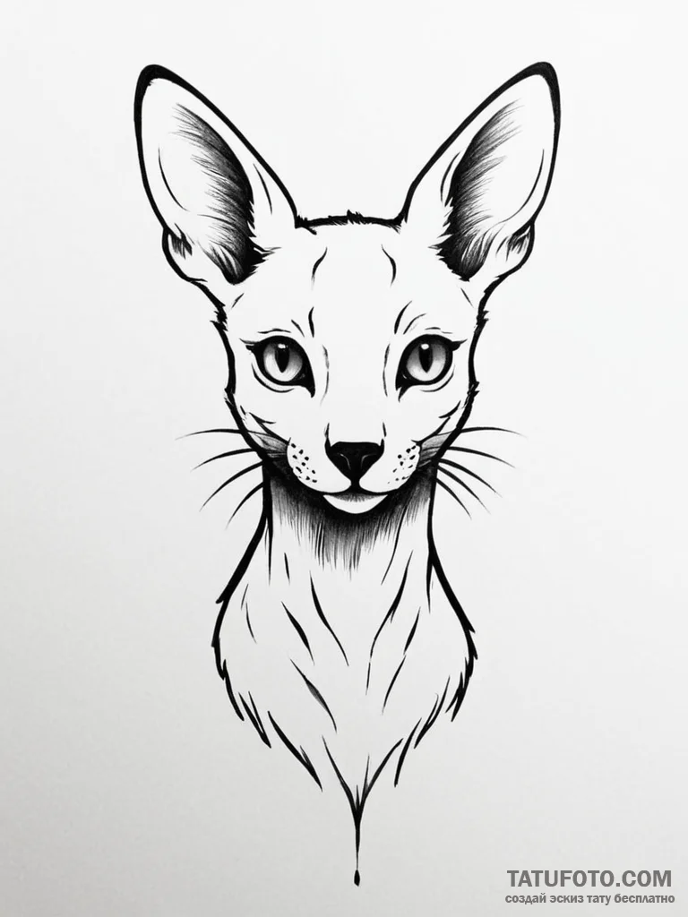Tattoo sketch a delicate animal silhouette, w... - эскиз тату (№1751073267_0, 28.06.2025 01:14) — Tatufoto.com