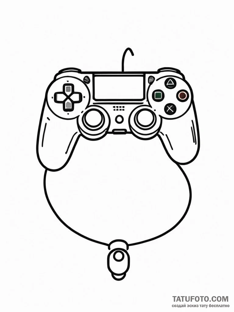 Tattoo design a clean outline of a game contr... - эскиз тату (№1751073767_0, 28.06.2025 01:22) — Tatufoto.com