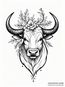 Tattoo design a delicate taurus bull silhouet... - эскиз тату (№1751074428_0, 28.06.2025 01:33) — Tatufoto.com