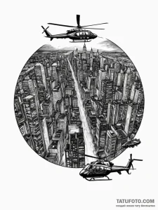 The view of a city at night from a helicopter... - эскиз тату (№1751074958_0, 28.06.2025 01:42) — Tatufoto.com