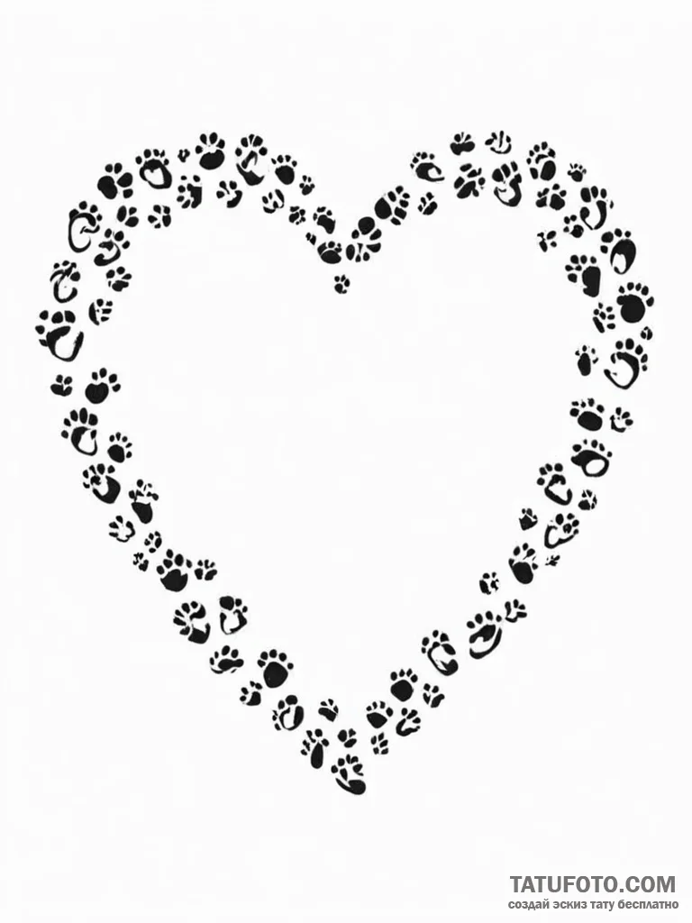 Tattoo design a heart made of tiny footprints... - эскиз тату (№1751075126_0, 28.06.2025 01:45) — Tatufoto.com