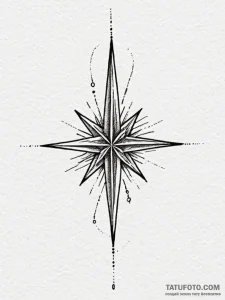 Tattoo sketch a single, glowing "north star"... - эскиз тату (№1751075442_0, 28.06.2025 01:50) — Tatufoto.com