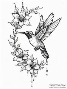 Tattoo design a graceful humming-bird hoverin... - эскиз тату (№1751076273_0, 28.06.2025 02:04) — Tatufoto.com