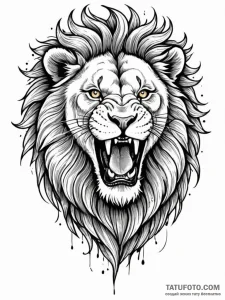 Tattoo design a lion's head roaring protectiv... - эскиз тату (№1751076497_0, 28.06.2025 02:08) — Tatufoto.com