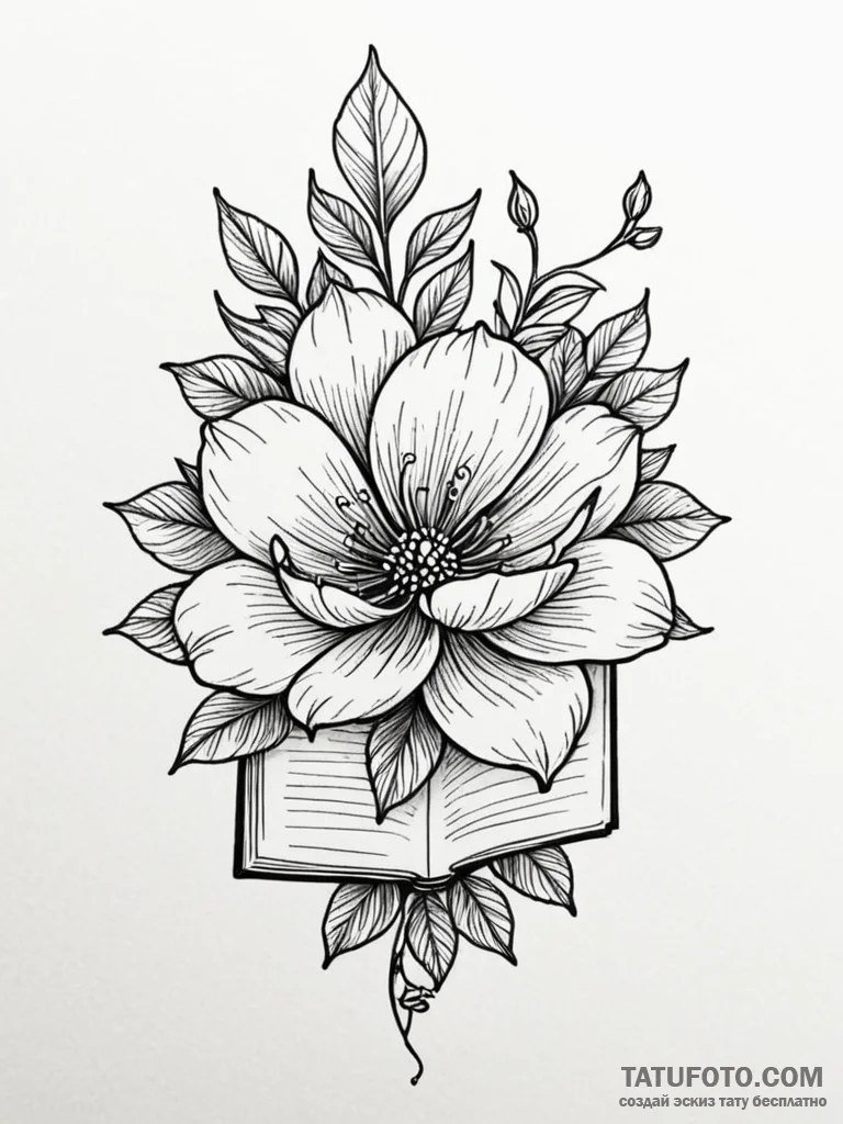 Tattoo sketch a flower blooming from a specif... - эскиз тату (№1751077021_0, 28.06.2025 02:17) — Tatufoto.com