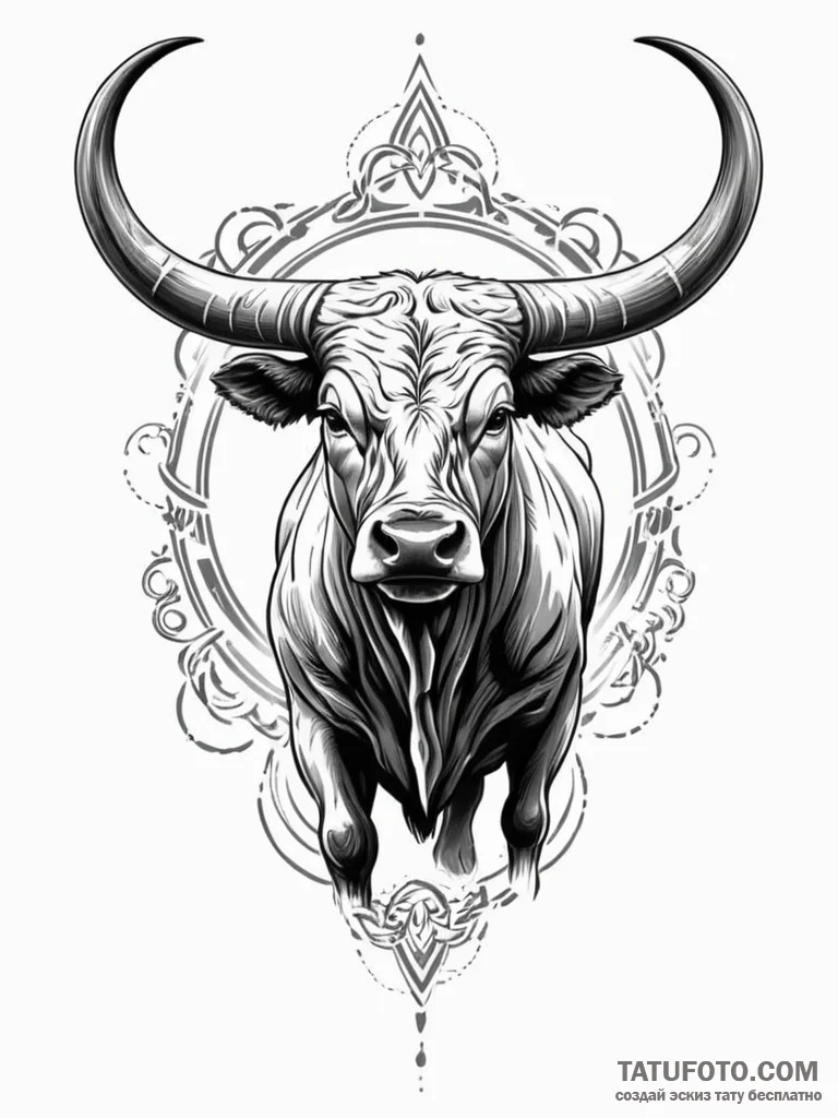 Tattoo design a detailed taurus bull in a pow... - эскиз тату (№1751077266_0, 28.06.2025 02:21) — Tatufoto.com