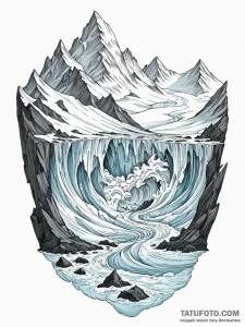 A dramatic shot of a glacier calving into the... - эскиз тату (№1751078011_0, 28.06.2025 02:33) — Tatufoto.com