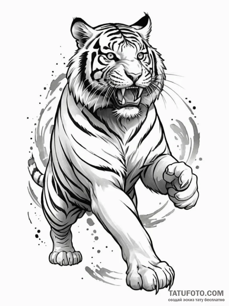Tattoo design a traditional japanese tiger in... - эскиз тату (№1751078111_0, 28.06.2025 02:35) — Tatufoto.com