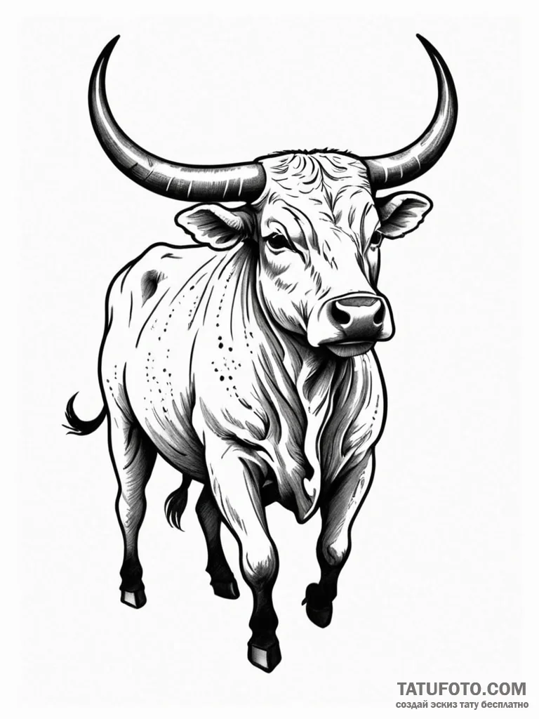 Tattoo design a taurus bull's silhouette in s... - эскиз тату (№1751078277_0, 28.06.2025 02:37) — Tatufoto.com