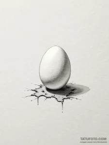 A simple, stark still life of a single egg on... - эскиз тату (№1751078731_0, 28.06.2025 02:45) — Tatufoto.com
