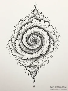 Tattoo sketch a powerful, swirling cloud form... - эскиз тату (№1751078894_0, 28.06.2025 02:48) — Tatufoto.com