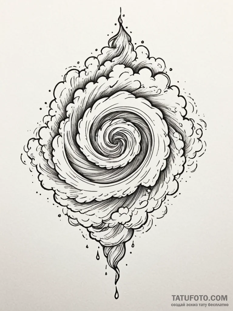 Tattoo sketch a powerful, swirling cloud form... - эскиз тату (№1751078894_0, 28.06.2025 02:48) — Tatufoto.com