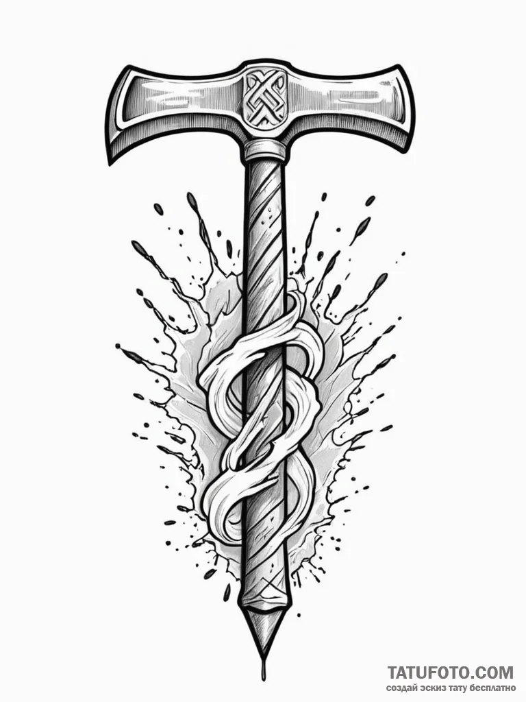 Tattoo design a powerful and simple hammer ou... - эскиз тату (№1751079700_0, 28.06.2025 03:01) — Tatufoto.com