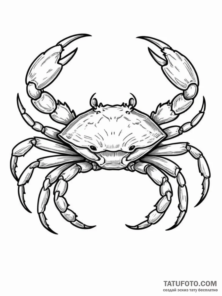 Tattoo design a cancer crab, drawn with loose... - эскиз тату (№1751080367_0, 28.06.2025 03:12) — Tatufoto.com