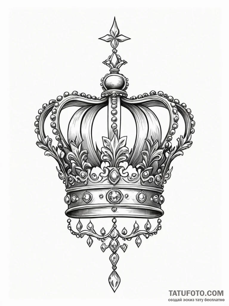Tattoo design a stylized crown, simple yet po... - эскиз тату (№1751080524_0, 28.06.2025 03:15) — Tatufoto.com
