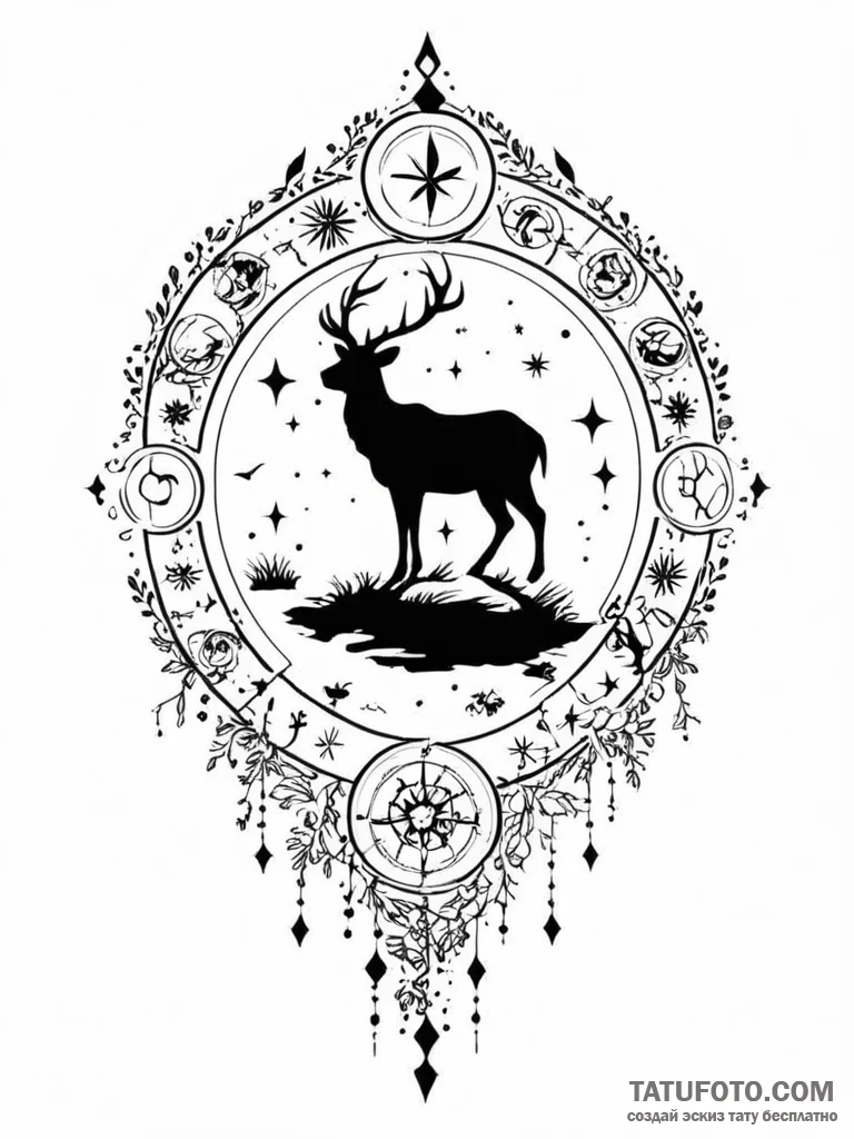 Tattoo design a zodiac animal's silhouette fi... - эскиз тату (№1751081107_0, 28.06.2025 03:25) — Tatufoto.com