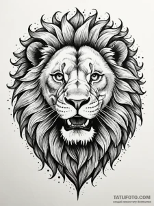 Tattoo sketch a powerful leo lion's face, roa... - эскиз тату (№1751084099_0, 28.06.2025 04:14) — Tatufoto.com