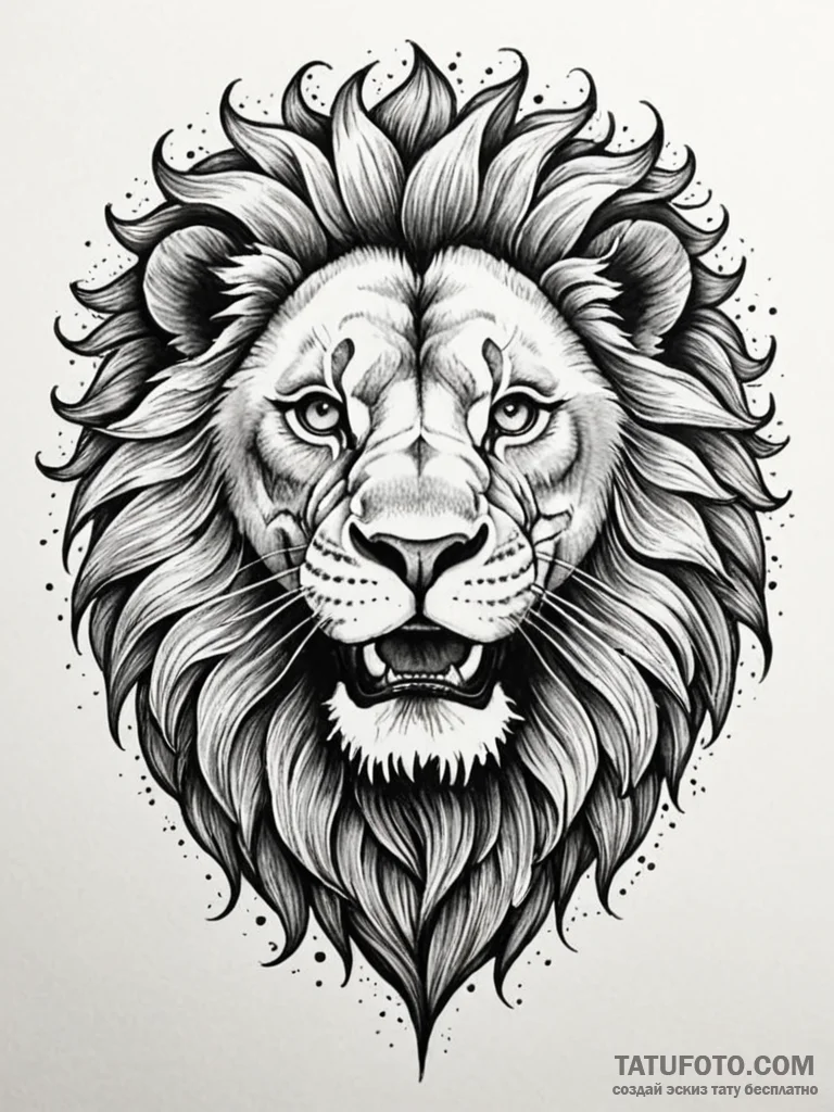 Tattoo sketch a powerful leo lion's face, roa... - эскиз тату (№1751084099_0, 28.06.2025 04:14) — Tatufoto.com