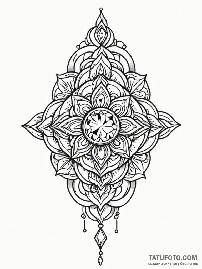 Tattoo design a birthstone incorporated into... - эскиз тату (№1751085050_0, 28.06.2025 04:30) — Tatufoto.com