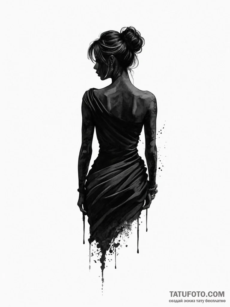 Tattoo design a dark, shadowy silhouette with... - эскиз тату (№1751085401_0, 28.06.2025 04:36) — Tatufoto.com