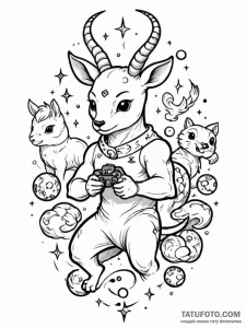 Tattoo design a cartoon version of the zodiac... - эскиз тату (№1751085486_0, 28.06.2025 04:38) — Tatufoto.com