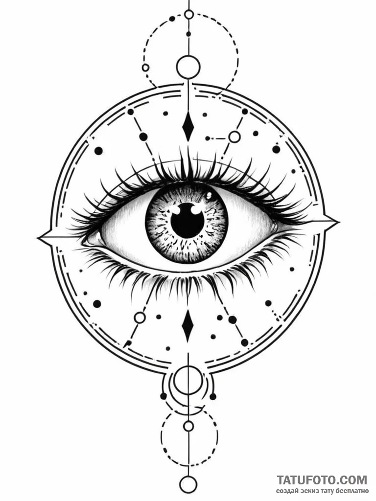 Tattoo sketch a zodiac animal's eye, with the... - эскиз тату (№1751087551_0, 28.06.2025 05:12) — Tatufoto.com