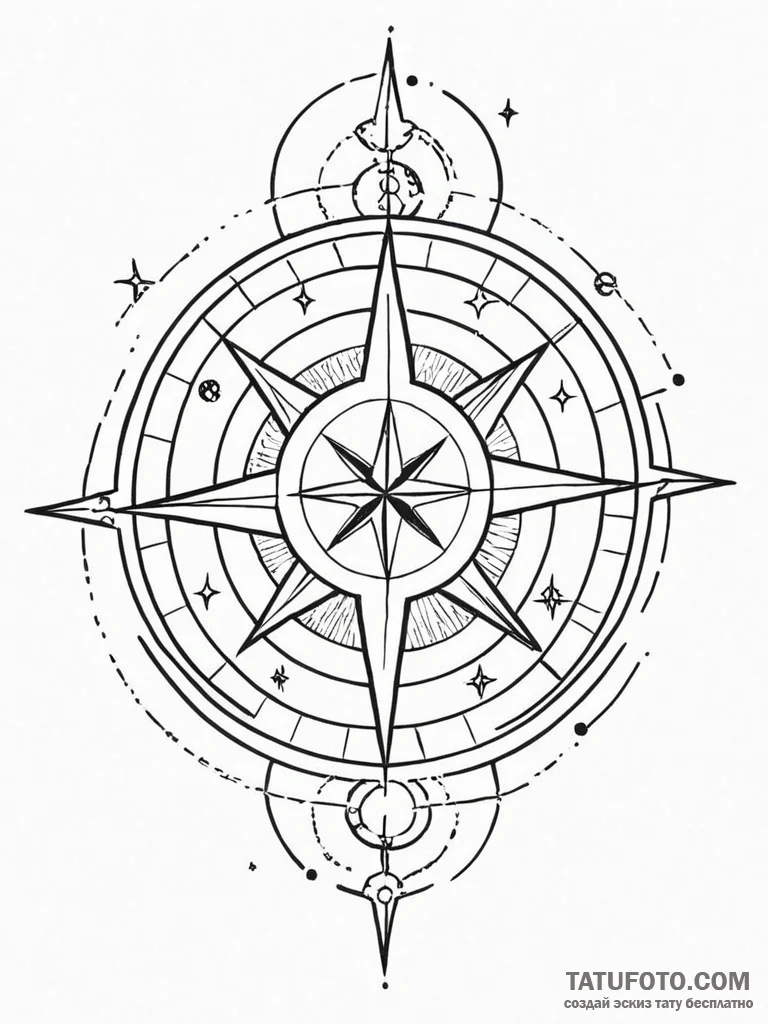 Tattoo design a celestial map with a single,... - эскиз тату (№1751087777_0, 28.06.2025 05:16) — Tatufoto.com