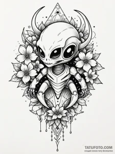 Tattoo sketch a retro space invader alien wit... - эскиз тату (№1751087865_0, 28.06.2025 05:17) — Tatufoto.com