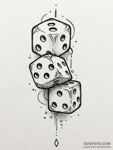 Tattoo sketch a minimalist d6 dice linework. - эскиз тату (№1751088227_0, 28.06.2025 05:23) — Tatufoto.com