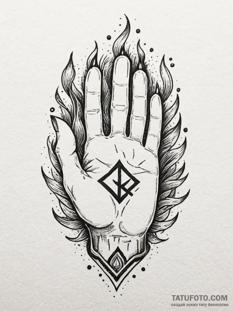 86. tattoo sketch: the rune "treba," depicted... - эскиз тату (№1751088733_0, 28.06.2025 05:32) — Tatufoto.com